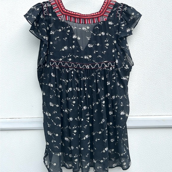 Ulla Johnson Top 100% Silk Embroidered Floral Anosha Women 8 Flutter Sleeve Boho - Picture 13 of 14